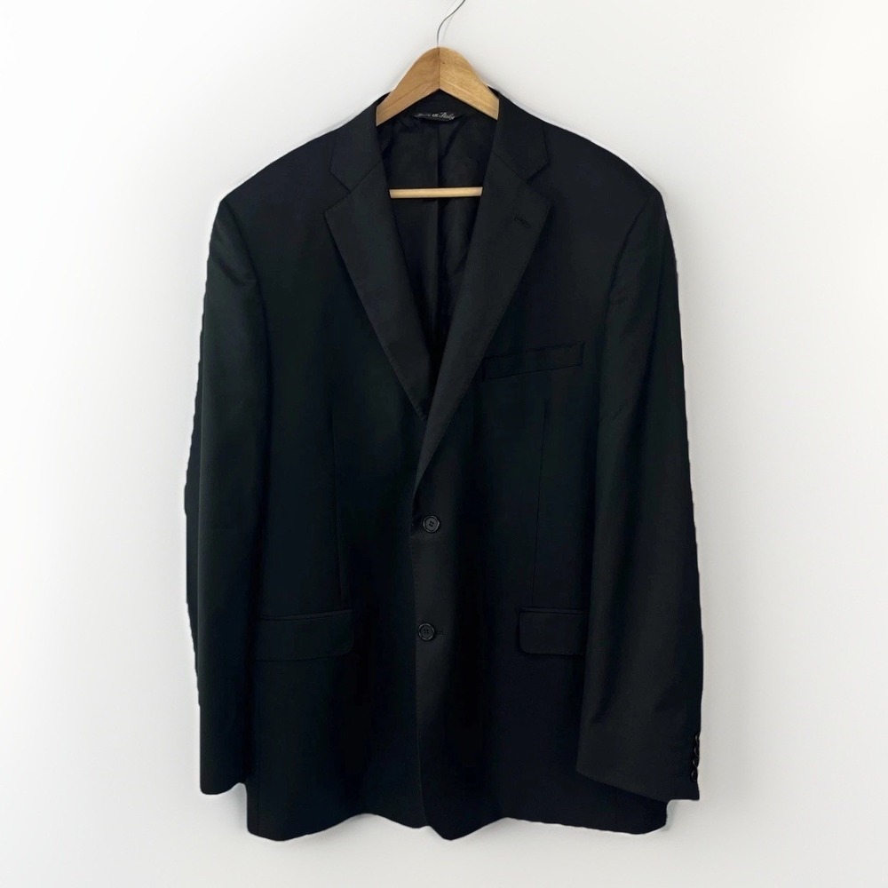 G.Manzoni Blazer Guabello Super 150s Black Sport Coat 44L Jacket Italy